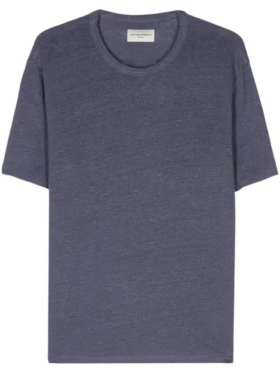 Officine Generale Officine Générale Ss T-shirt Piece Dyed French Linen Clothing In Blue