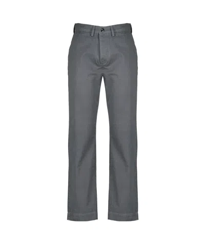 Officine Generale Button-fastening Chino Trousers In Gray