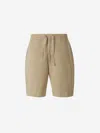 Officine Generale Bermuda Shorts With Elastic Waistband And Adjustable Drawstring In Apple Green