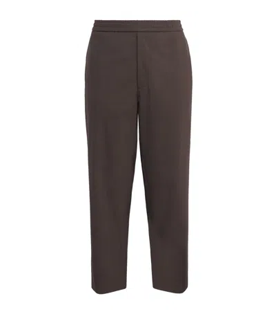Officine Generale Stretch Wool Trousers In Brown