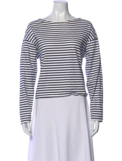 Pre-owned Officine Generale Striped Bateau Neckline Top In White