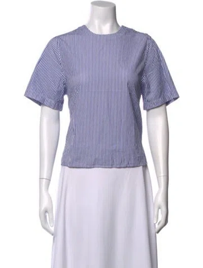Pre-owned Officine Generale Striped Crew Neck Top In Blue