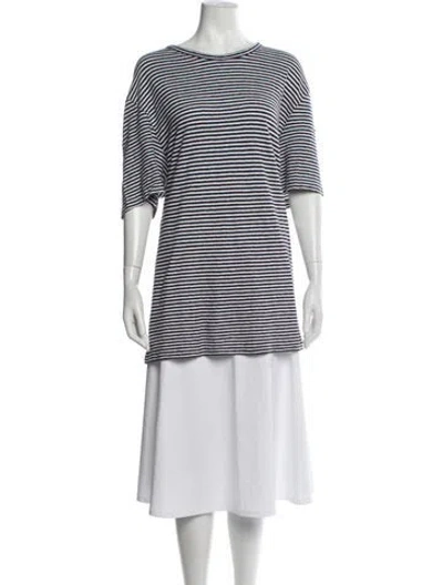 Pre-owned Officine Generale Striped Crew Neck T-shirt In Black