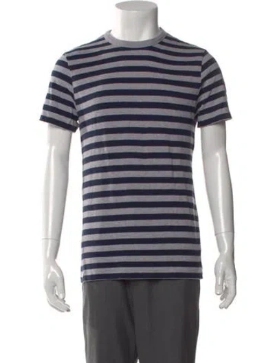 Pre-owned Officine Generale Striped Crew Neck T-shirt In Blue