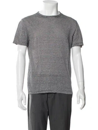 Pre-owned Officine Generale Striped Crew Neck T-shirt In Blue