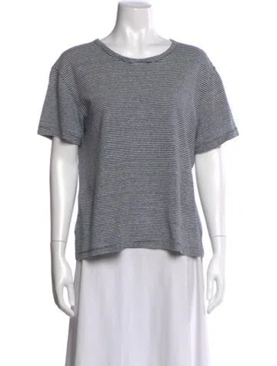 Pre-owned Officine Generale Striped Crew Neck T-shirt In Gray