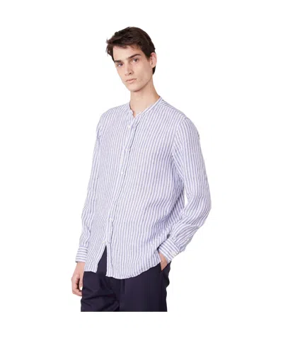 Officine Generale Striped Linen Blend Shirt In White