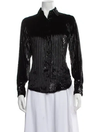 Pre-owned Officine Generale Striped Long Sleeve Blouse In Black