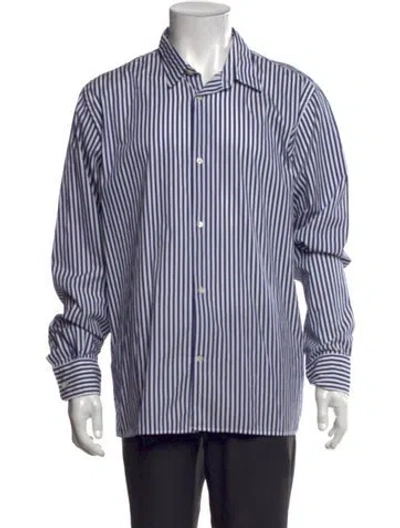 Pre-owned Officine Generale Striped Long Sleeve Dress Shirt In Blue