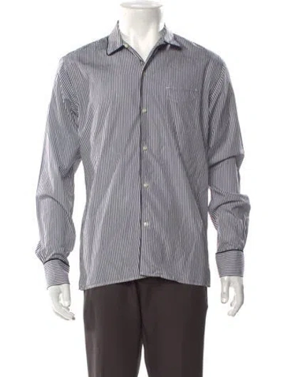 Pre-owned Officine Generale Striped Long Sleeve Dress Shirt In Blue