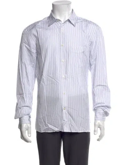 Pre-owned Officine Generale Striped Long Sleeve Dress Shirt In Blue