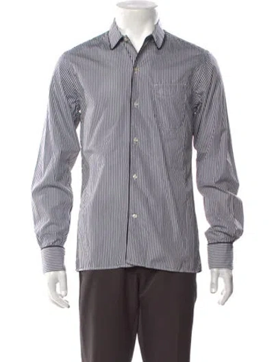 Pre-owned Officine Generale Striped Long Sleeve Dress Shirt In Gray