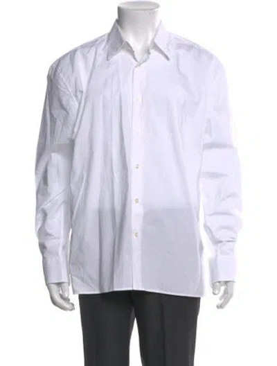 Pre-owned Officine Generale Striped Long Sleeve Dress Shirt In White