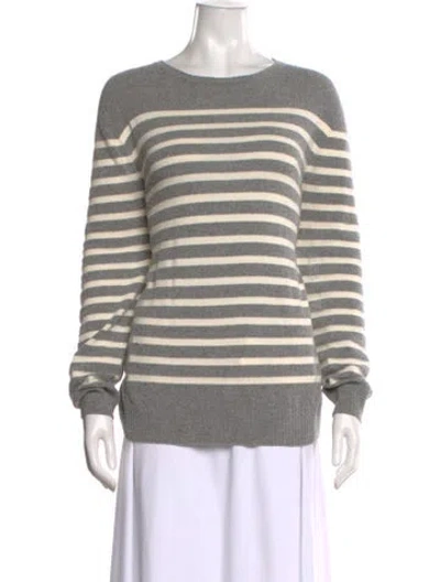 Pre-owned Officine Generale Striped Scoop Neck Sweater In Gray