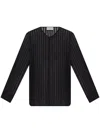 Officine Generale Officine Générale Sheer Striped Button In Black