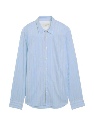 Officine Generale Giacomo Striped Cotton-poplin Shirt In Blue