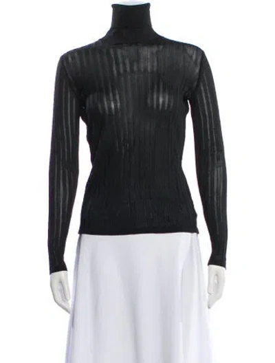 Pre-owned Officine Generale Striped Turtleneck Top In Gray
