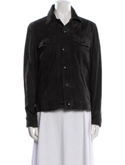 Pre-owned Officine Generale Suede Jacket In Gray