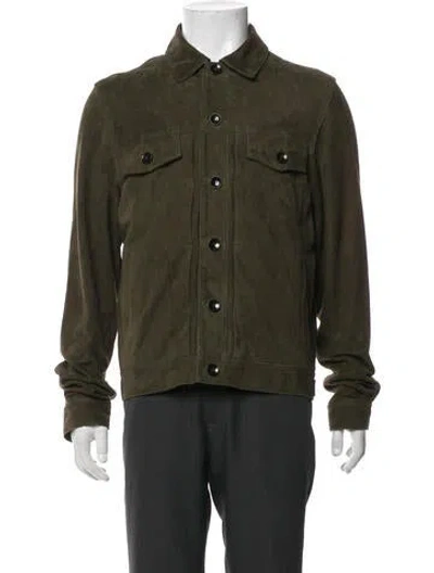 Pre-owned Officine Generale Suede Jacket In Green