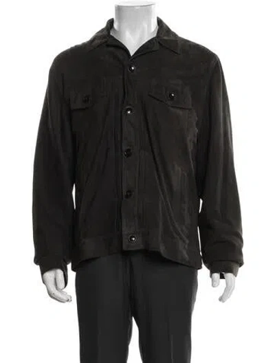 Pre-owned Officine Generale Suede Jacket In Green
