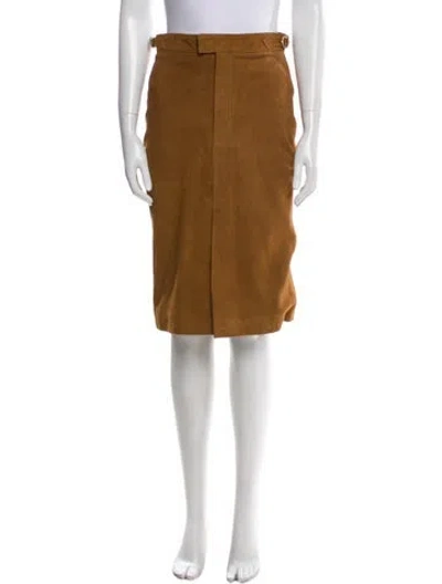 Pre-owned Officine Generale Suede Knee-length Skirt In Brown
