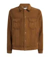 Officine Generale Suede Leonide Trucker Jacket In Brown