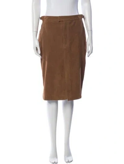 Pre-owned Officine Generale Suede Midi Length Skirt W/ Tags In Brown