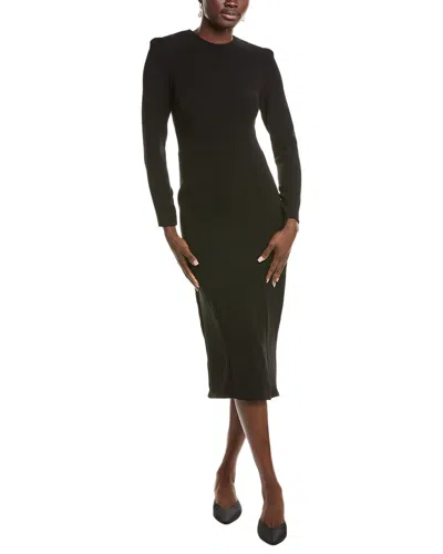 Officine Generale Sully Fitted Midi Dress In Black
