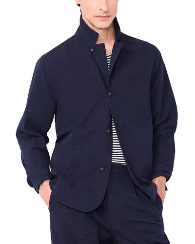 Officine Generale Sycamore Cotton Seersucker Jacket In Blue