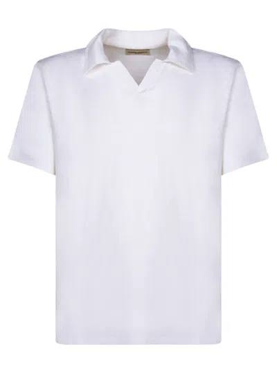 Officine Generale Short Sleeves White Polo Shirt