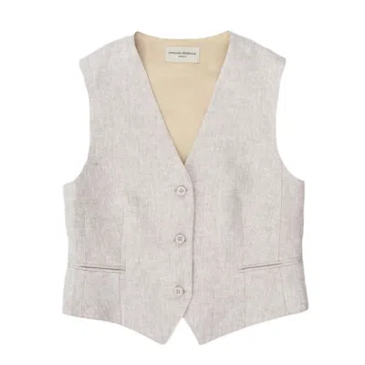 Officine Generale Tailored Beige Waistcoat With Adjustable Fit In Gray