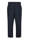 Officine Generale Tailored Blue Trousers With Pleated Front And Cropped Length In Blue