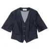 Officine Generale Tailored Waistcoat With Wide 3/4 Sleeves In Blue