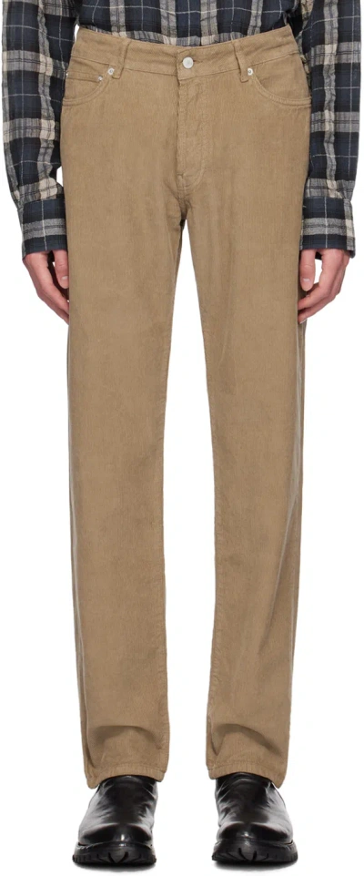 Officine Generale James Cotton-corduory Trousers In Dry Brown