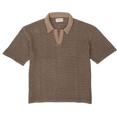 Officine Generale Textured Cotton Jersey Short-sleeve Polo In Brown