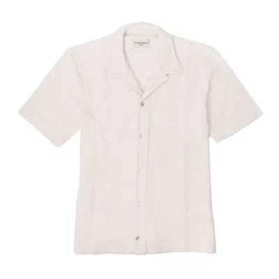Officine Generale Textured Cotton Jersey Short-sleeve Polo In White