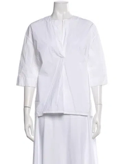 Pre-owned Officine Generale Three-quarter Sleeve Top In White