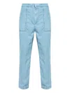 Officine Generale Topstitching-detail Patch-pocket Trousers In Blue