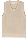 Officine Generale Crew-neck Cotton Vest In Grey