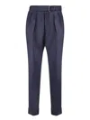Officine Generale Tailored Blue Trousers With Pleated Front And Cropped Length