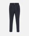 Officine Generale Tailored Blue Trousers With Pleated Front And Cropped Length In Blue