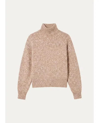 Officine Generale Turtleneck Wool Sweater In Beige/cream