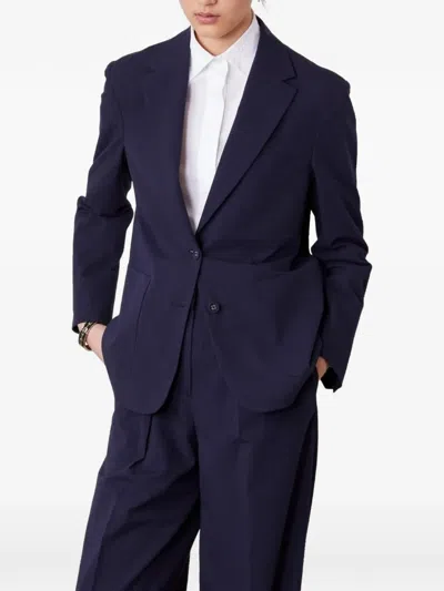 Officine Generale Two-button Patch Jacket In Blue