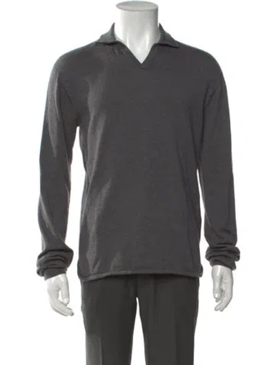 Pre-owned Officine Generale Virgin Wool Collar Pullover In Grey