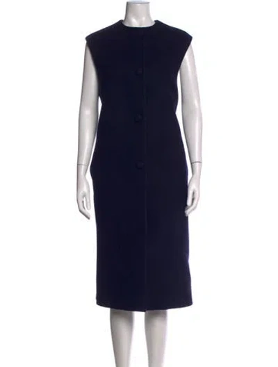 Pre-owned Officine Generale Virgin Wool Knee-length Dress In Blue