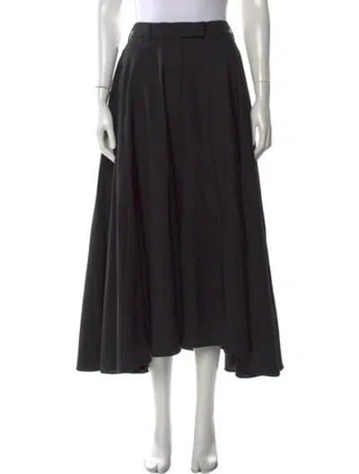 Pre-owned Officine Generale Virgin Wool Long Skirt In Black