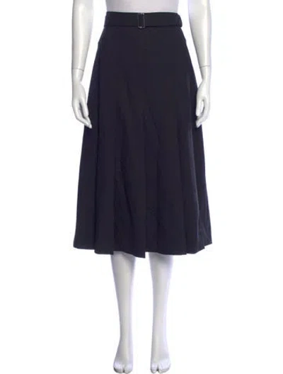 Pre-owned Officine Generale Virgin Wool Midi Length Skirt In Blue