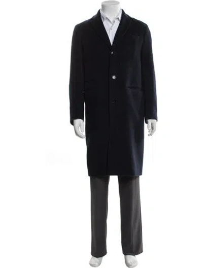 Pre-owned Officine Generale Virgin Wool Overcoat In Blue