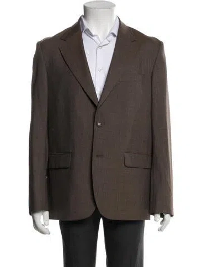Pre-owned Officine Generale Virgin Wool Peacoat In Brown