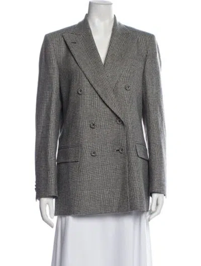 Pre-owned Officine Generale Virgin Wool Plaid Print Blazer In Black